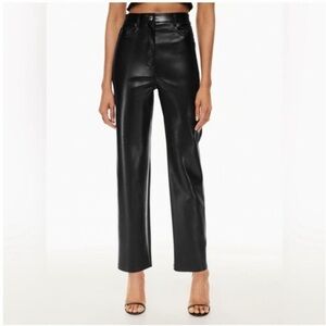 Wilfred Aritzia The Melina Vegan Leather Straight Leg Pants 90s Minimalist Style